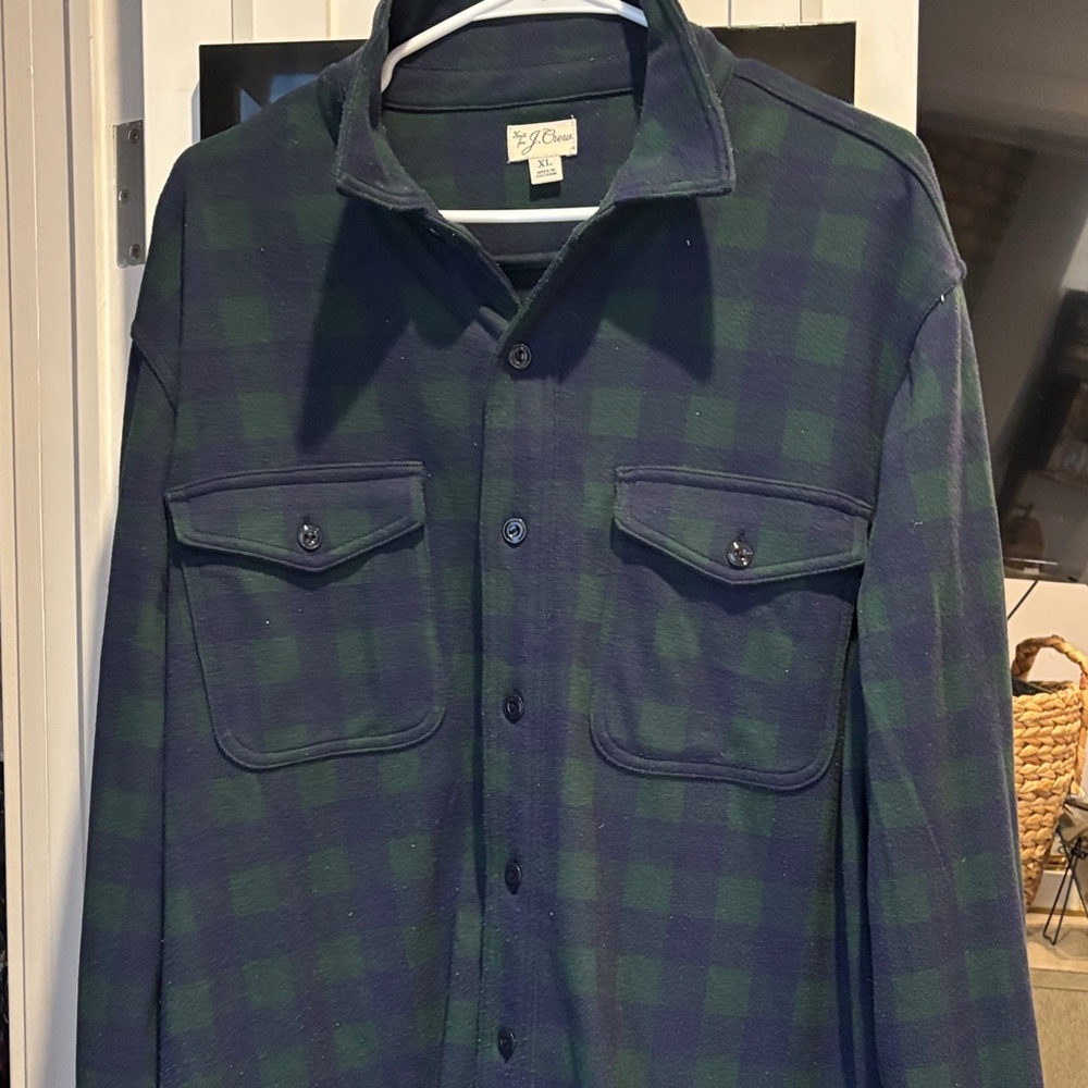 J. Crew Green and Blue Plaid Cardigan